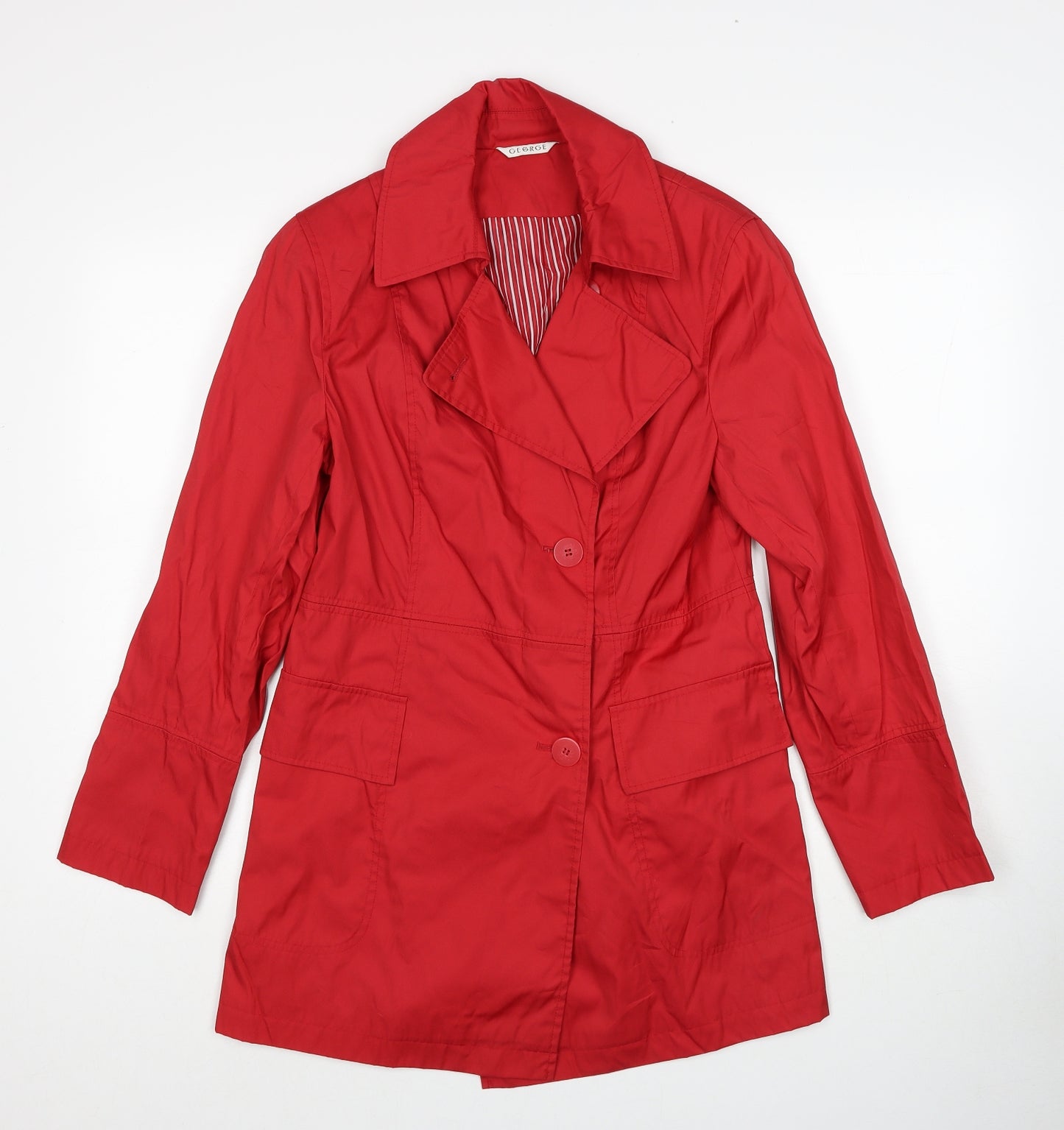 George Womens Red Trench Coat Coat Size 10 Button