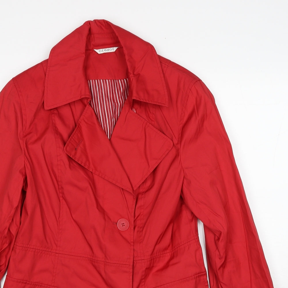 George Womens Red Trench Coat Coat Size 10 Button