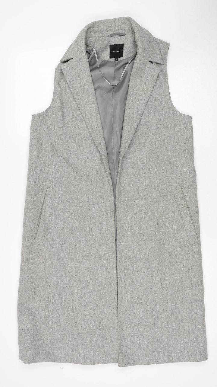 New Look Womens Grey Overcoat Blazer Size 10