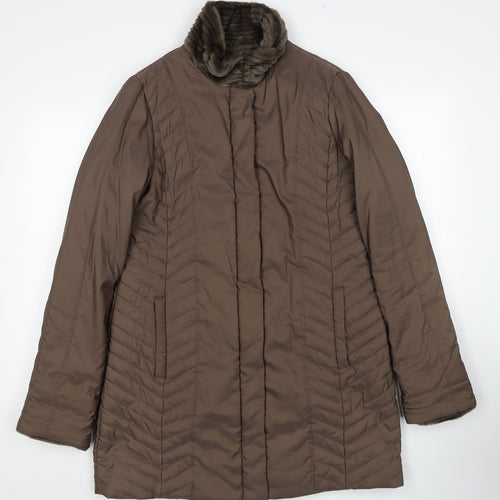 Country Casuals Womens Brown Quilted Coat Size 12 Zip