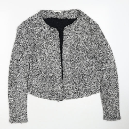 Miss Selfridge Womens Grey V-Neck Cotton Cardigan Jumper Size 10