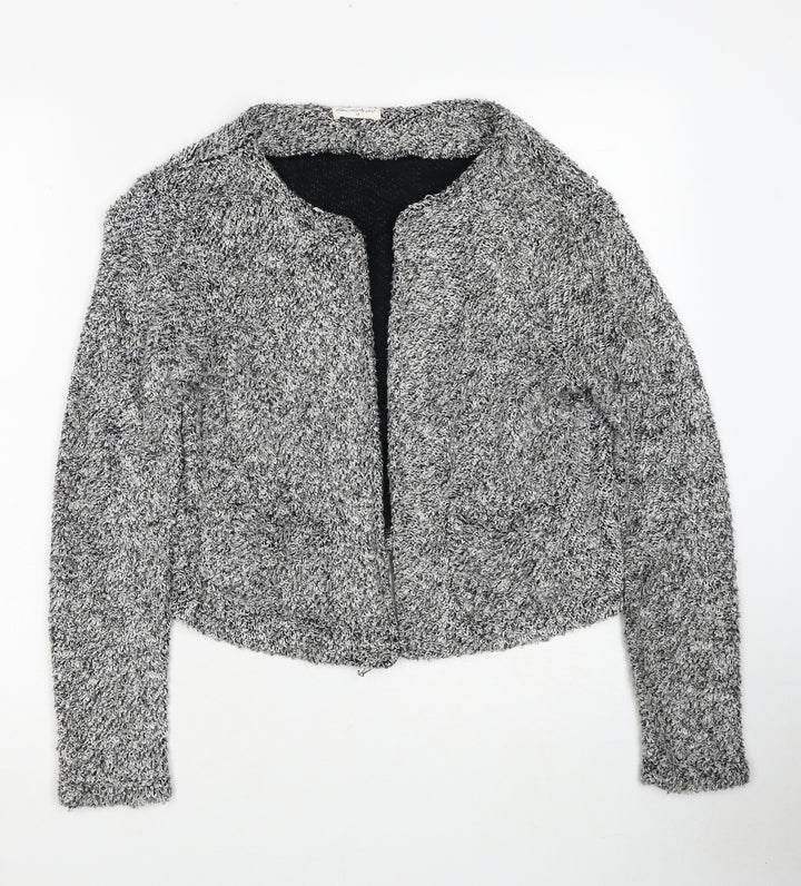 Miss Selfridge Womens Grey V-Neck Cotton Cardigan Jumper Size 10
