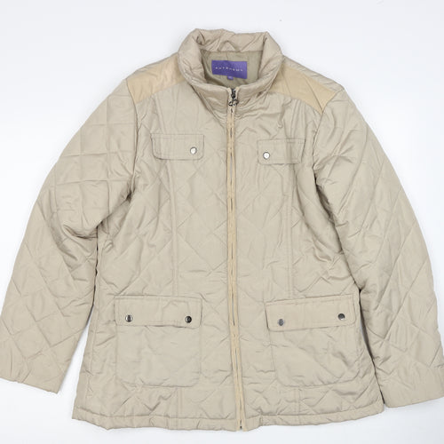 Autonomy Womens Beige Quilted Jacket Size 14 Zip