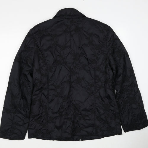 Intown Womens Black Geometric Jacket Size L Zip