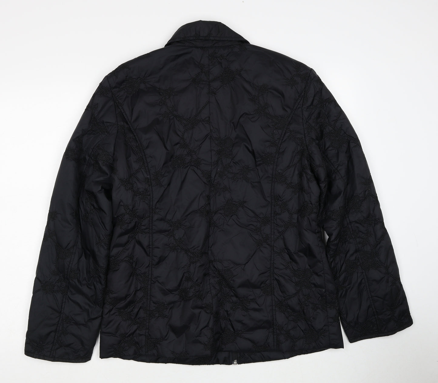 Intown Womens Black Geometric Jacket Size L Zip