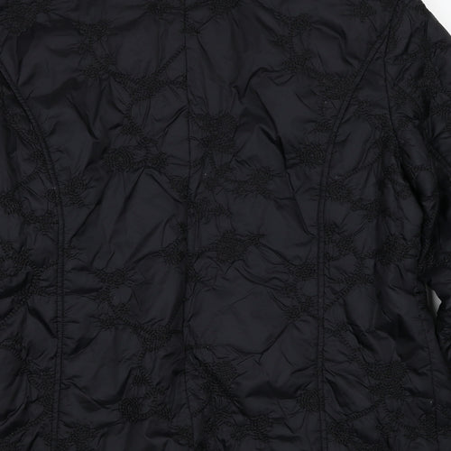 Intown Womens Black Geometric Jacket Size L Zip