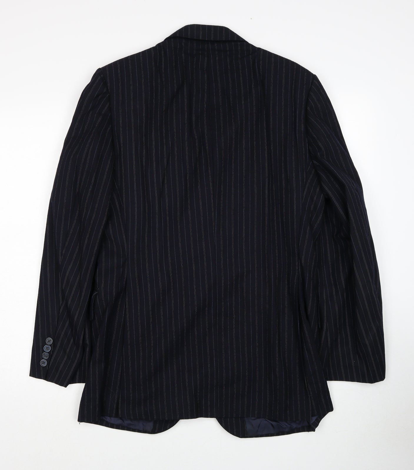 Rex Trueform International Mens Blue Striped Wool Jacket Suit Jacket Size 36 Regular