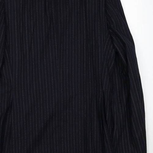 Rex Trueform International Mens Blue Striped Wool Jacket Suit Jacket Size 36 Regular