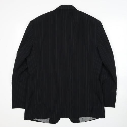 Taylor & Reece Mens Black Striped Polyester Jacket Suit Jacket Size 40 Regular