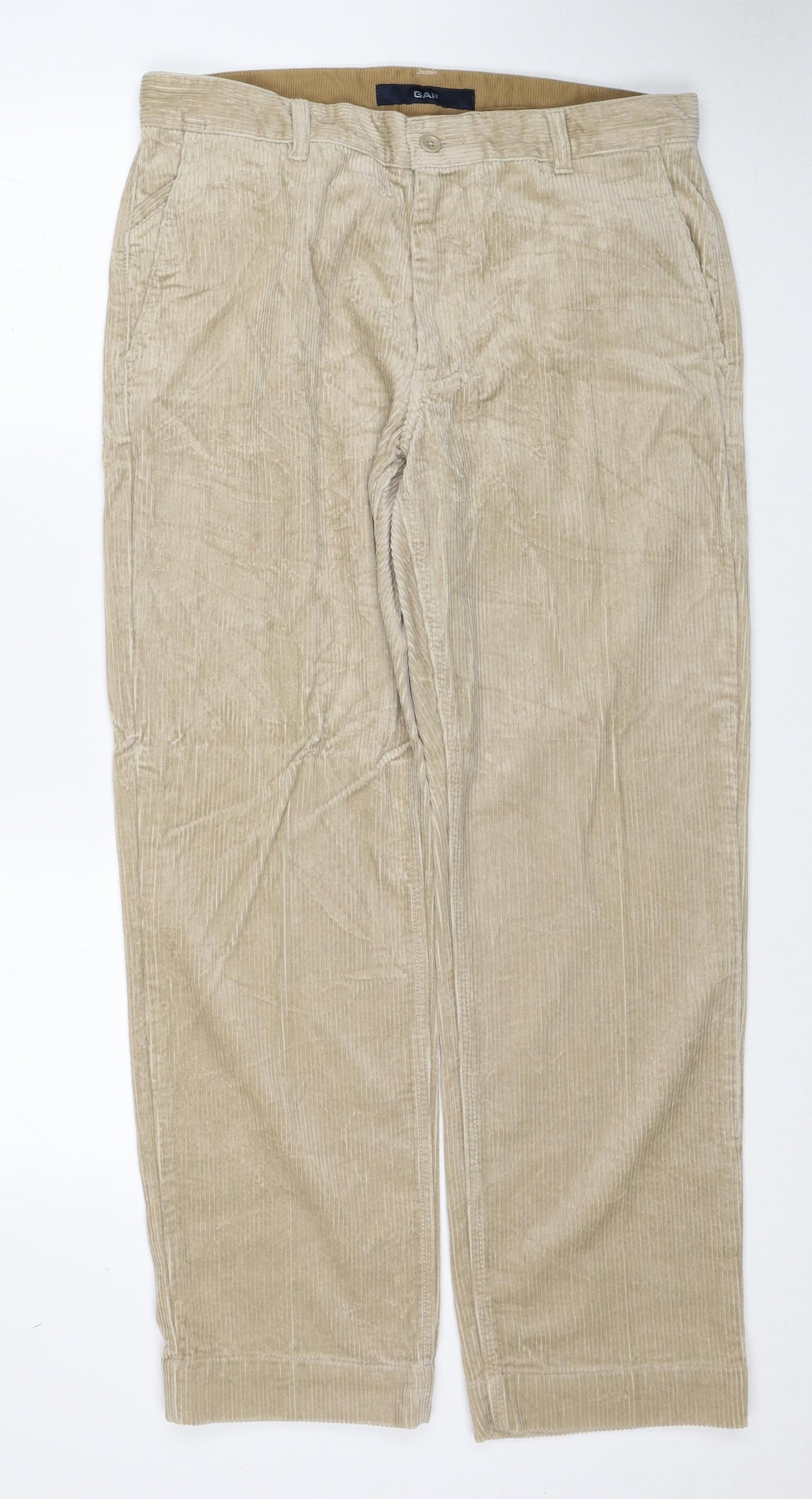 Gap Mens Beige Cotton Trousers Size 34 in L30 in Regular Zip
