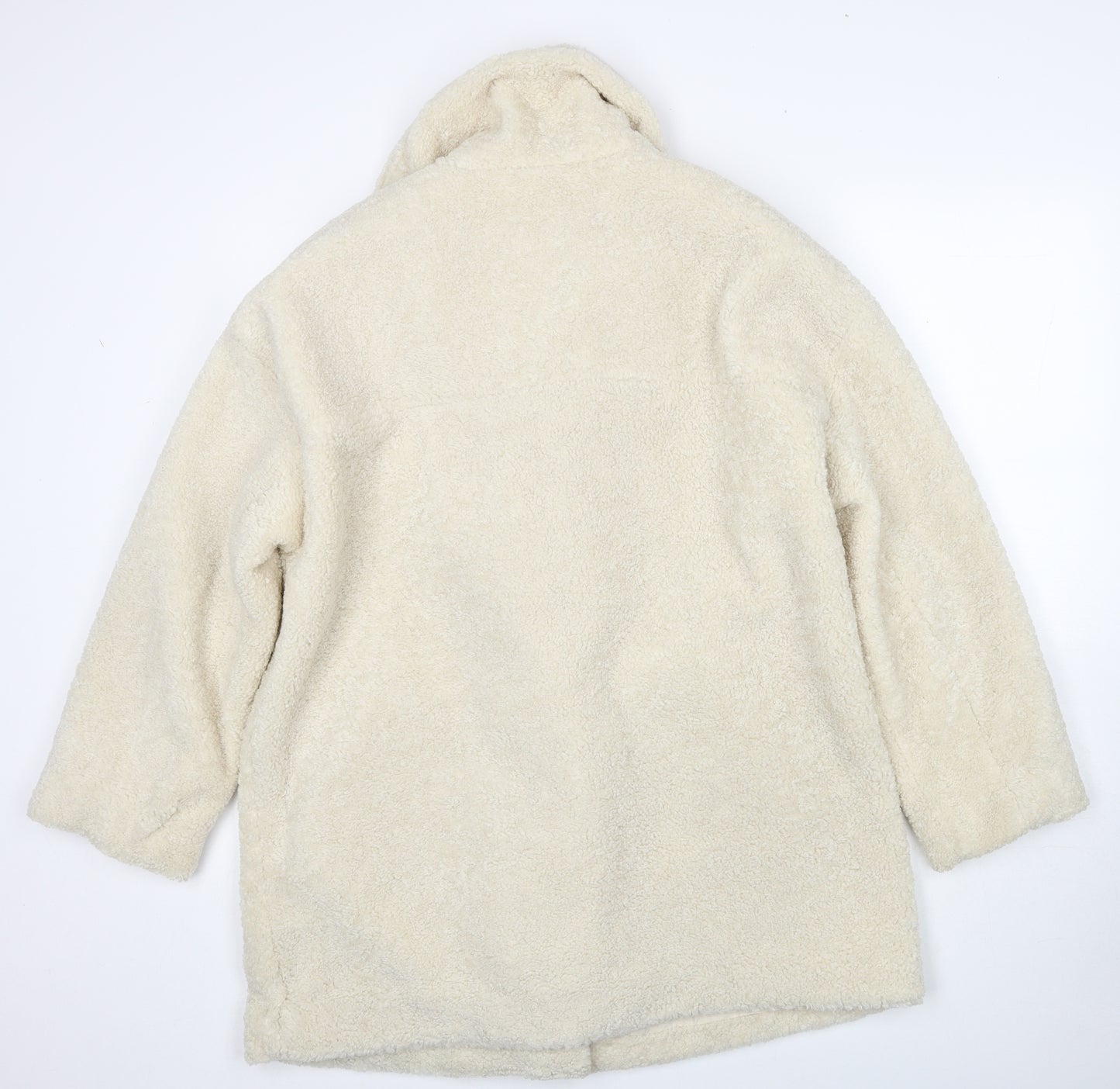 H&M Womens Beige Jacket Size M Button - Teddy Bear