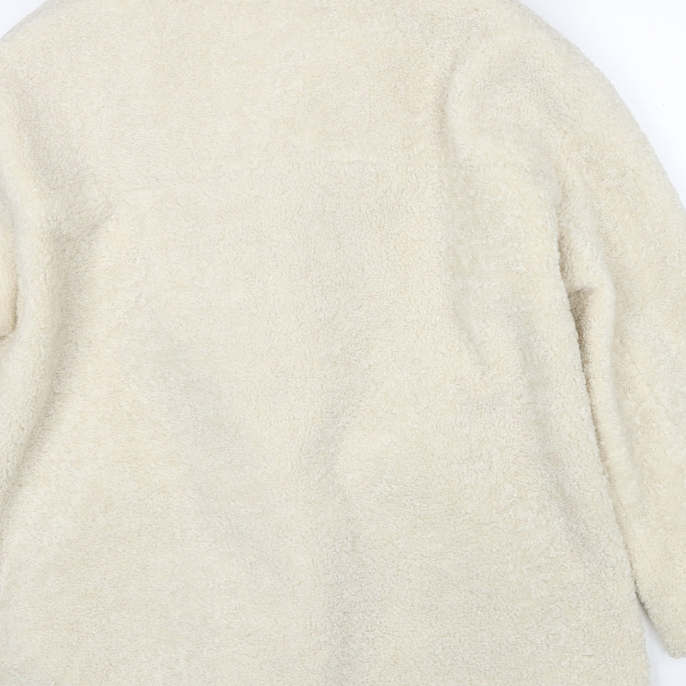 H&M Womens Beige Jacket Size M Button - Teddy Bear