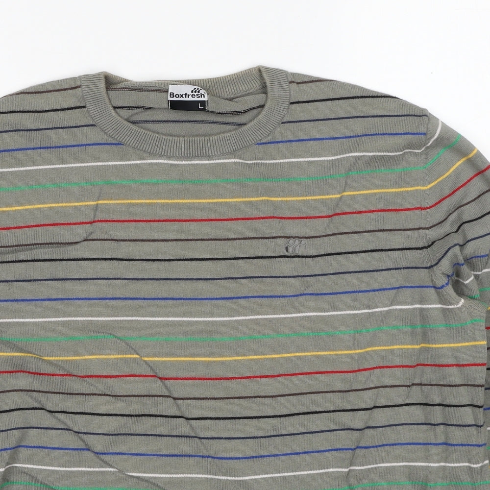 Boxfresh Womens Multicoloured Round Neck Striped Cotton Pullover Jumper Size L