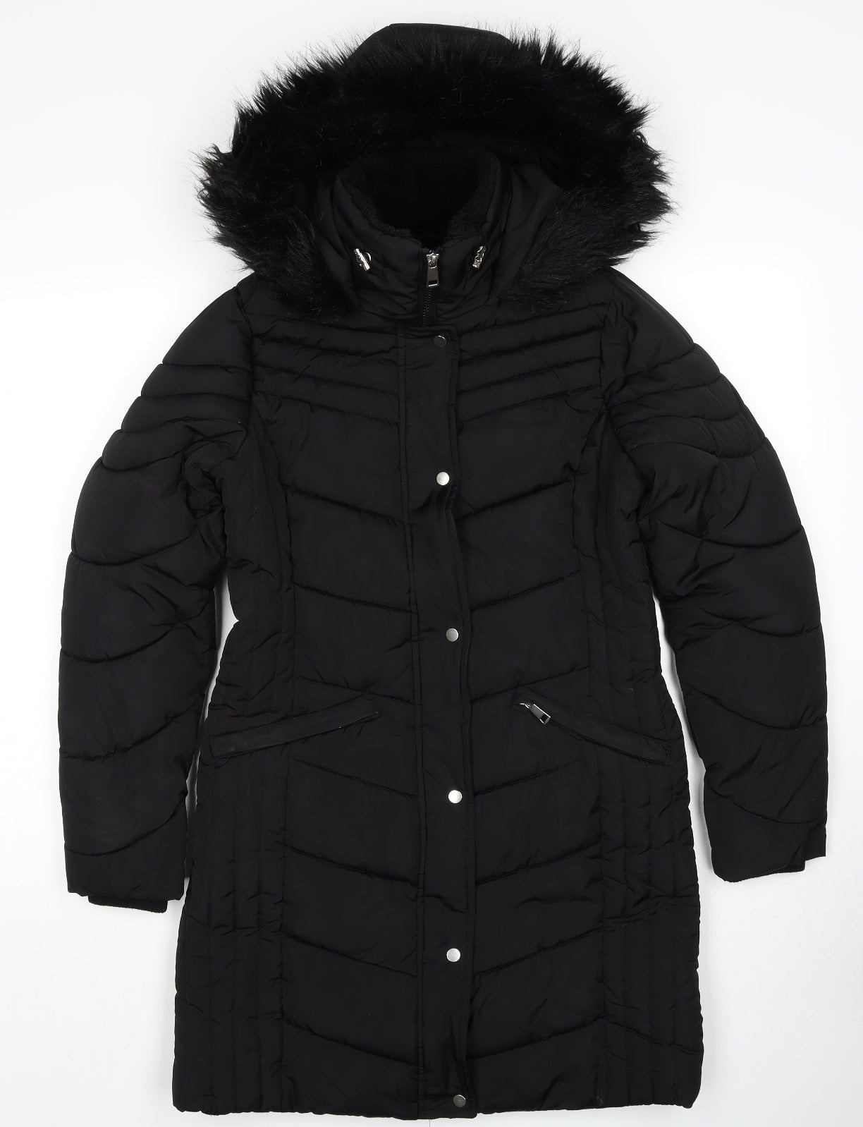 George Womens Black Puffer Jacket Coat Size 10 Zip