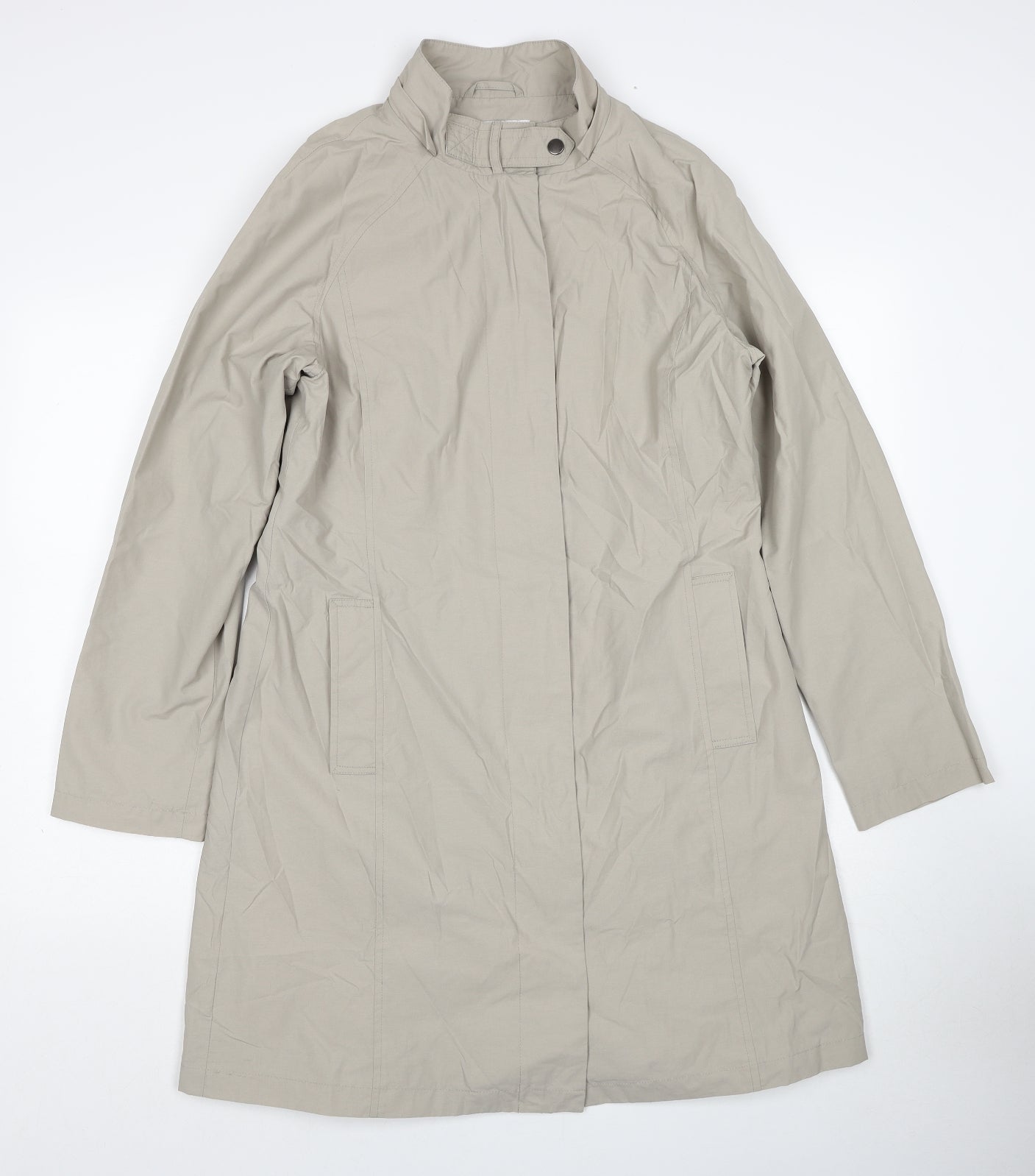 John Lewis Womens Beige Rain Coat Coat Size 12 Button
