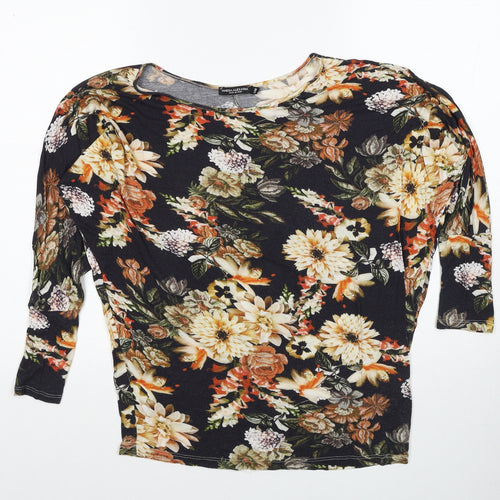 Vanessa Alexandra Womens Multicoloured Floral Viscose Basic Blouse Size S Boat Neck - Batwing, Size M/L