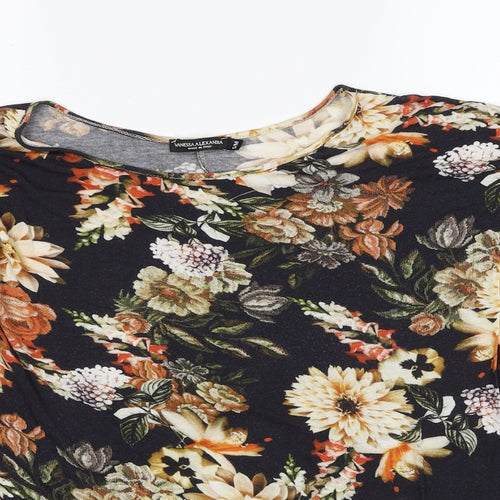 Vanessa Alexandra Womens Multicoloured Floral Viscose Basic Blouse Size S Boat Neck - Batwing, Size M/L