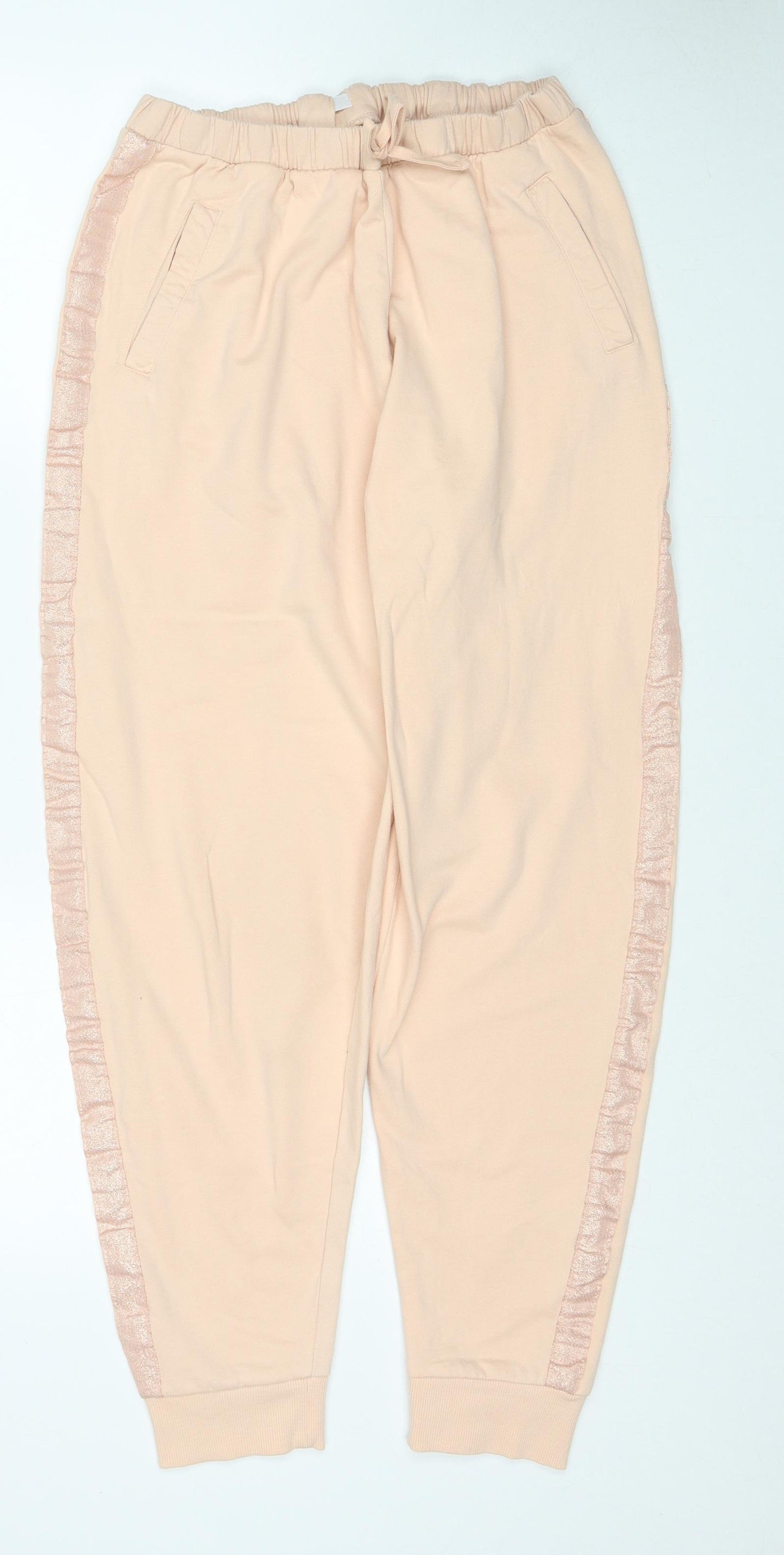 Avon Womens Pink Cotton Jogger Trousers Size 12 Regular Drawstring