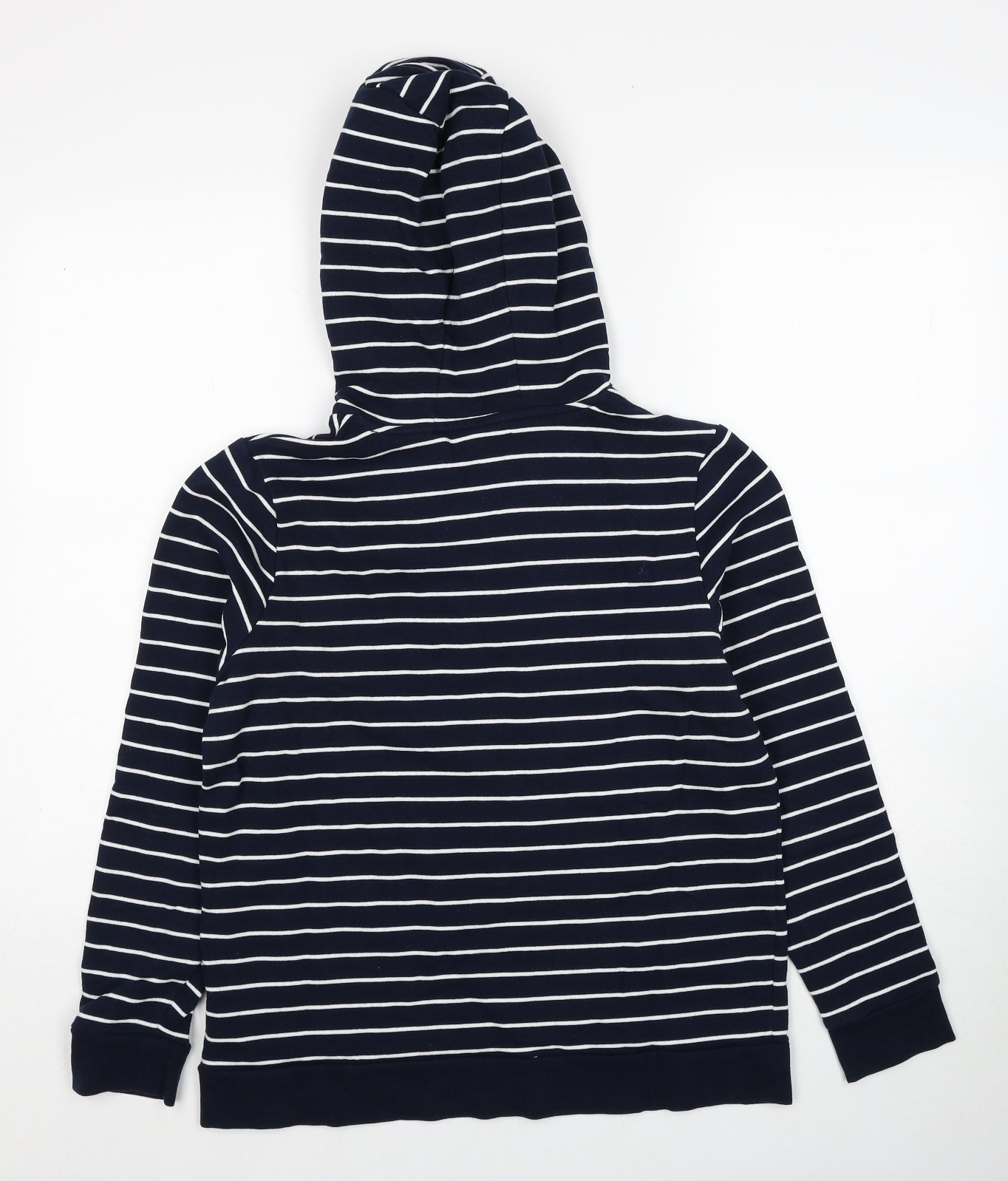 ESMARA Womens Blue Striped Cotton Pullover Hoodie Size 12 Pullover - Size 12-14, Lace Up Neck Detail