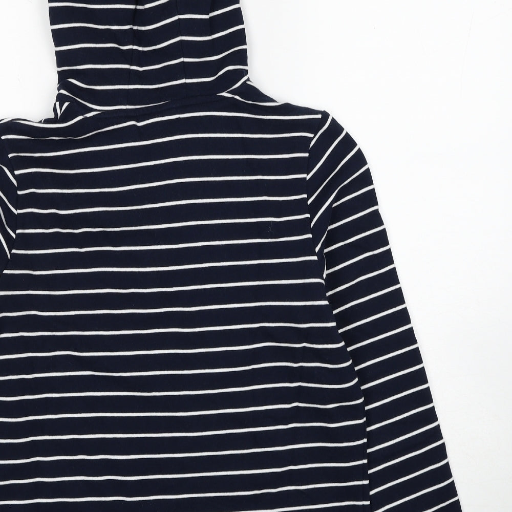 ESMARA Womens Blue Striped Cotton Pullover Hoodie Size 12 Pullover - Size 12-14, Lace Up Neck Detail