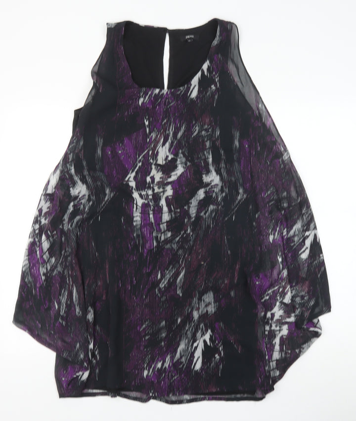 Papaya Womens Purple Polyester Shift Size 12 Scoop Neck Button