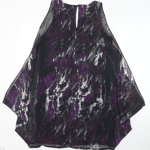 Papaya Womens Purple Polyester Shift Size 12 Scoop Neck Button