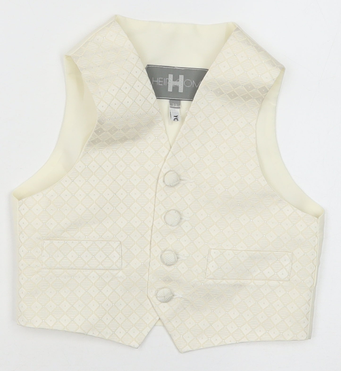 HEIRLOOM Boys Ivory Geometric Jacket Waistcoat Size 2-3 Years Button