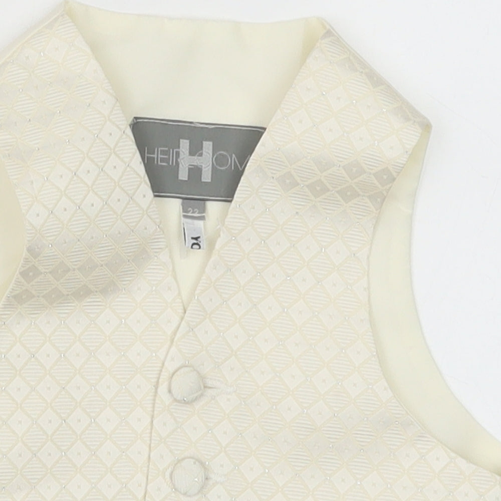 HEIRLOOM Boys Ivory Geometric Jacket Waistcoat Size 2-3 Years Button