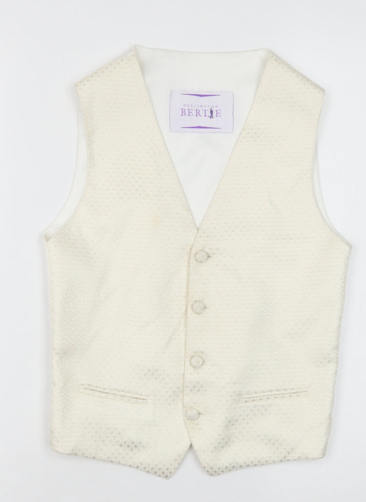 Berlington Bertie Boys Ivory Jacket Waistcoat Size 11-12 Years Button - Textured