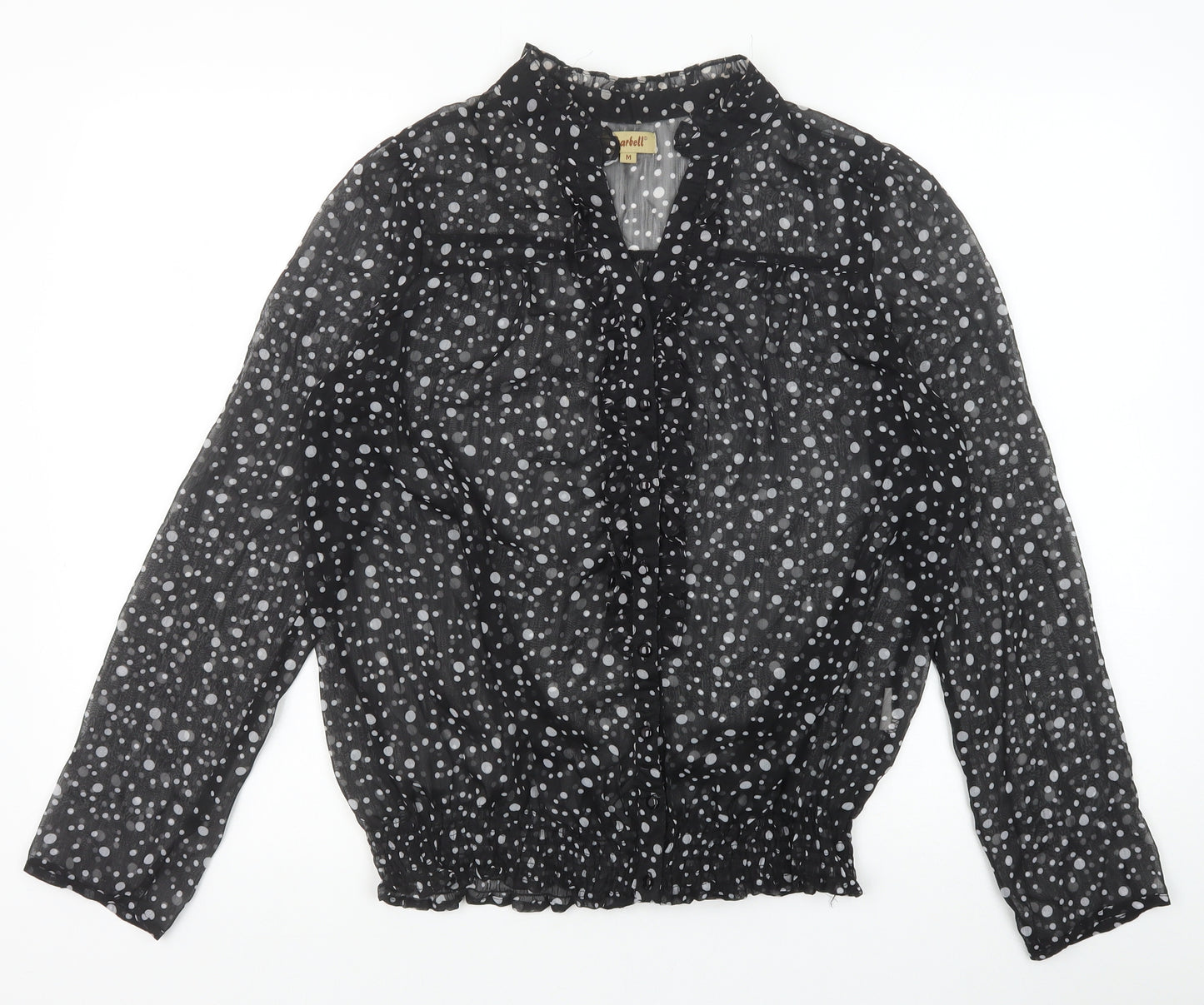 Charbell Womens Black Polka Dot Polyester Basic Blouse Size M V-Neck
