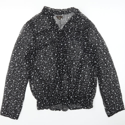 Charbell Womens Black Polka Dot Polyester Basic Blouse Size M V-Neck