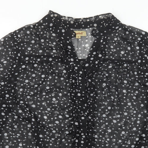 Charbell Womens Black Polka Dot Polyester Basic Blouse Size M V-Neck