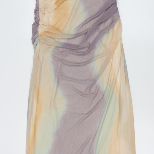 Zara Womens Multicoloured Polyester Maxi Size M Off the Shoulder Zip