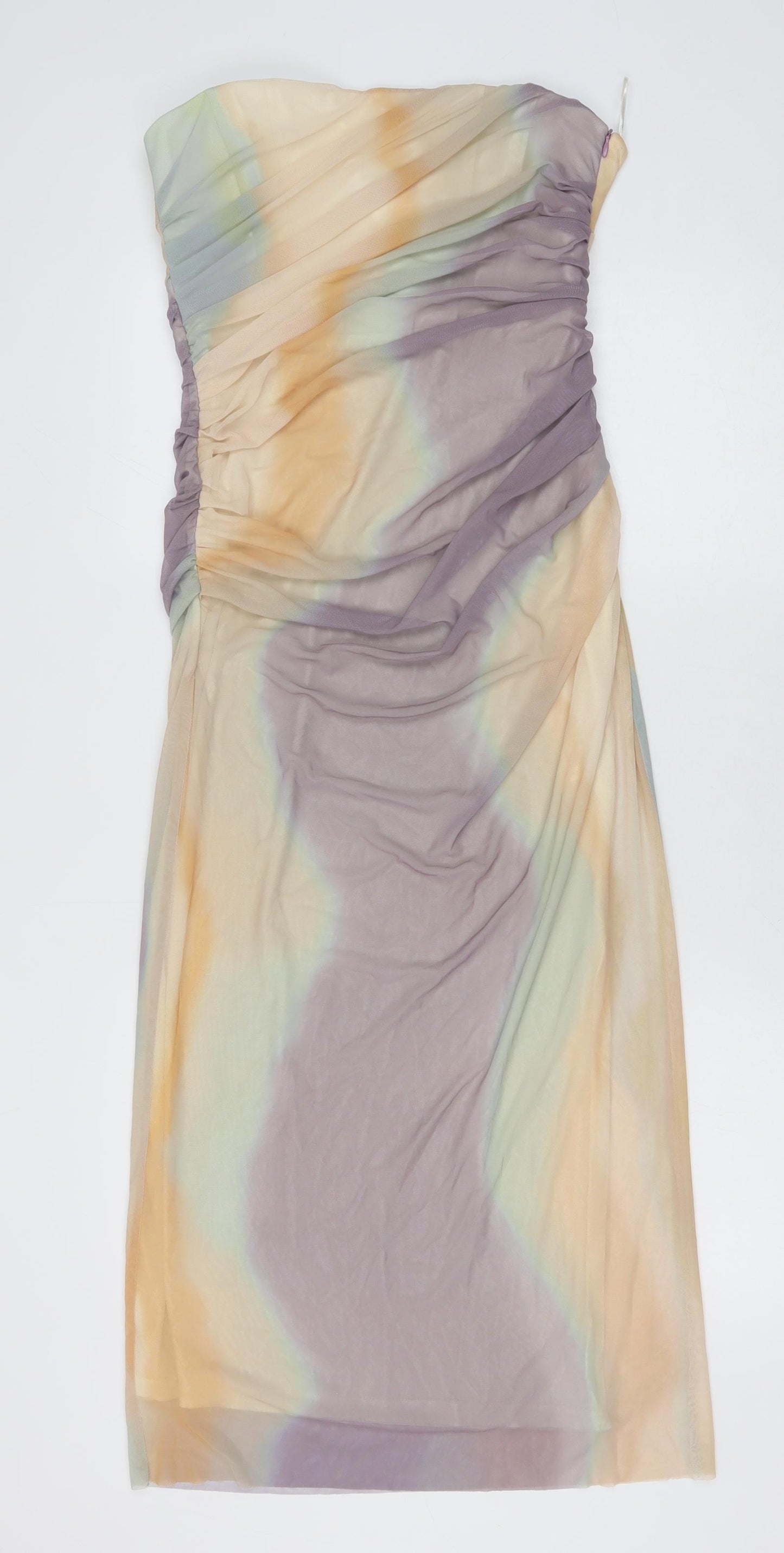Zara Womens Multicoloured Polyester Maxi Size M Off the Shoulder Zip