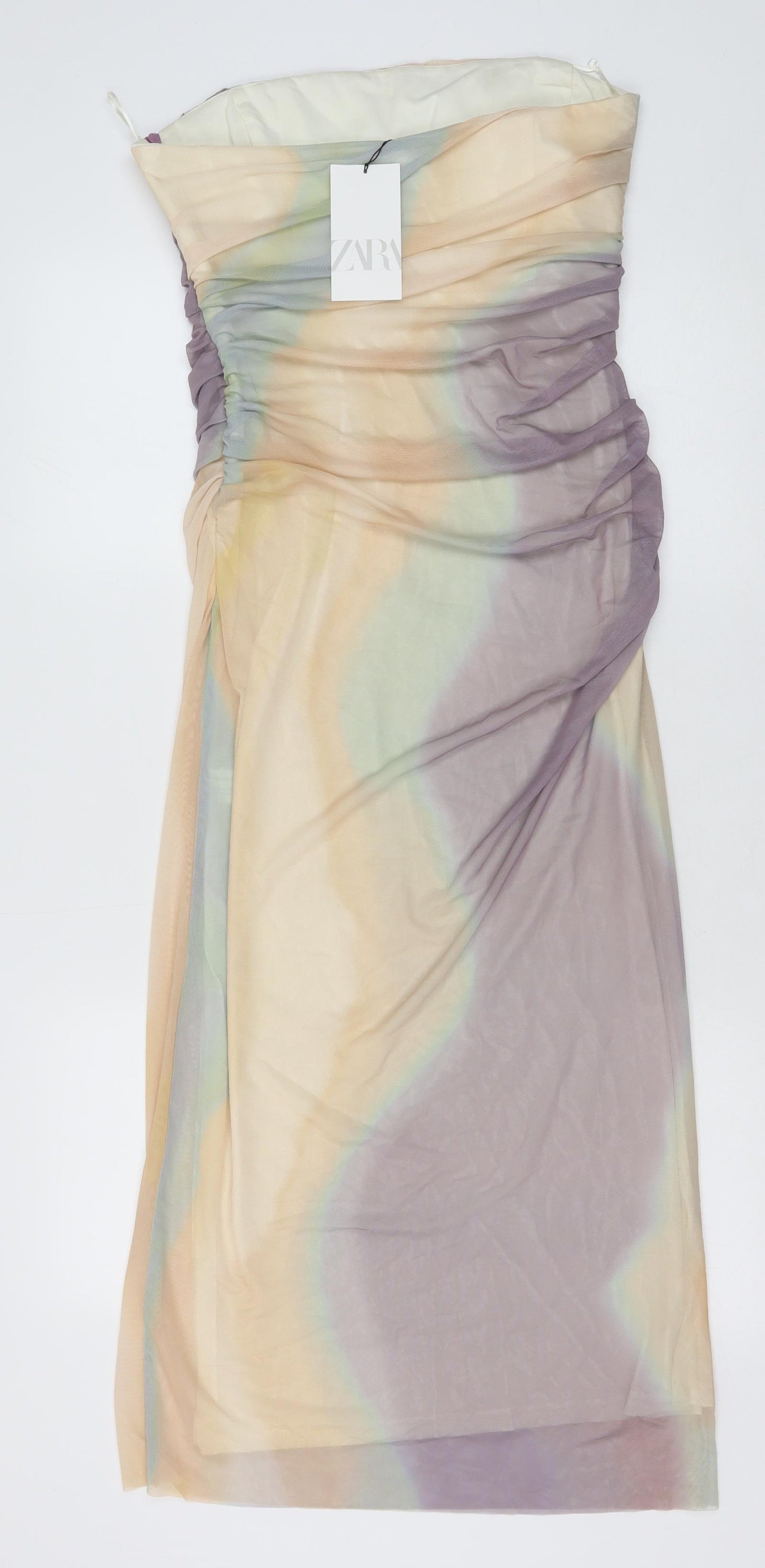 Zara Womens Multicoloured Polyester Maxi Size M Off the Shoulder Zip