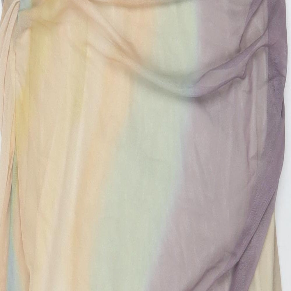 Zara Womens Multicoloured Polyester Maxi Size M Off the Shoulder Zip