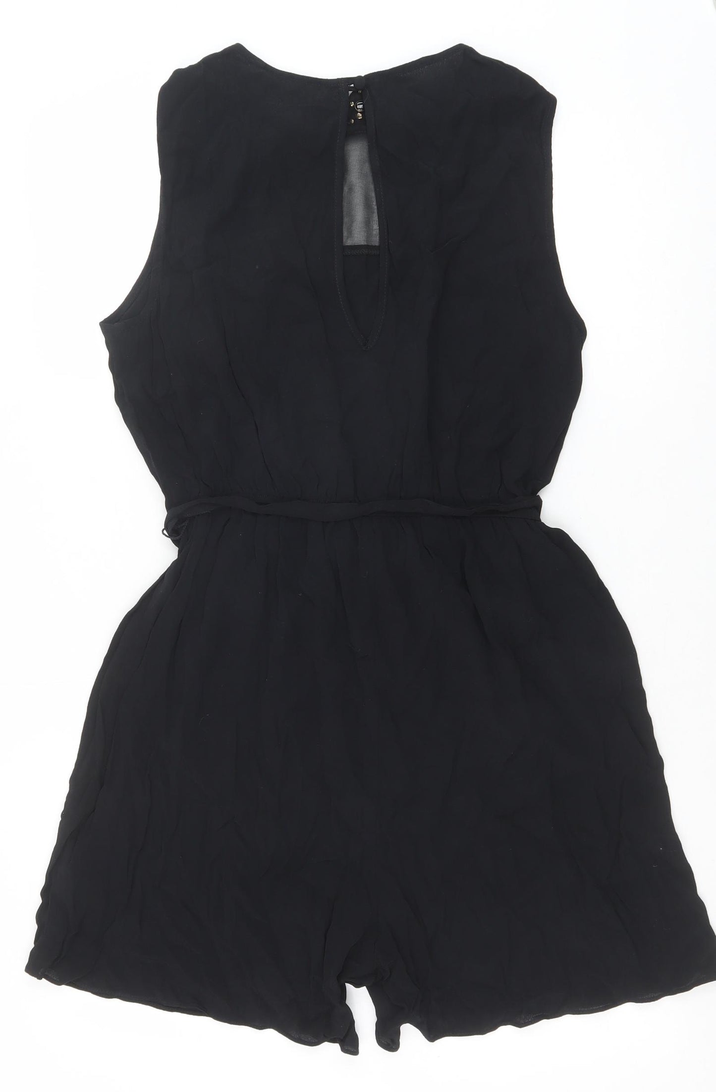 F&F Womens Black Polyester Playsuit One-Piece Size 14 Button