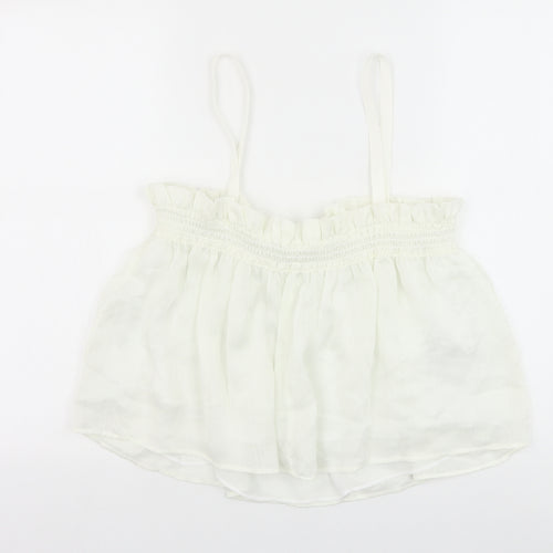 Mango Womens White Polyester Cropped Tank Size M Square Neck