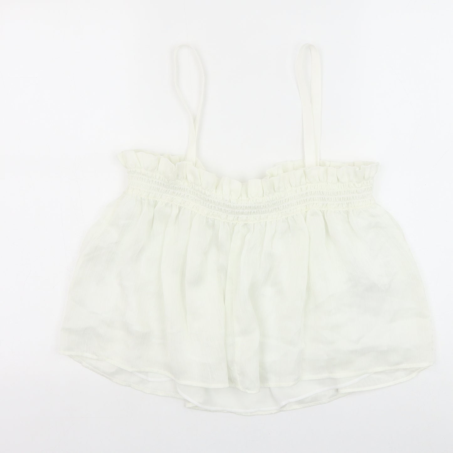 Mango Womens White Polyester Cropped Tank Size M Square Neck