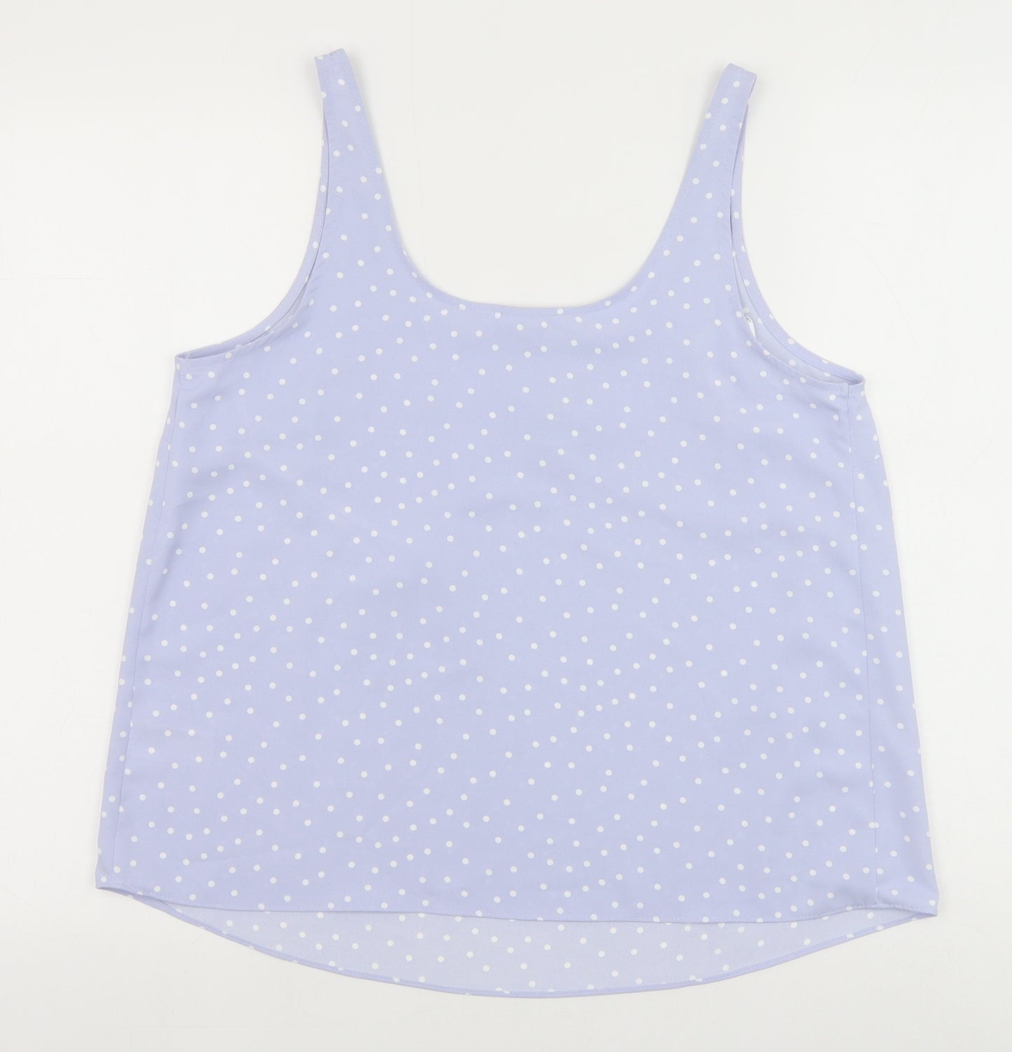 Primark Womens Blue Polka Dot Polyester Basic Tank Size 14 Square Neck