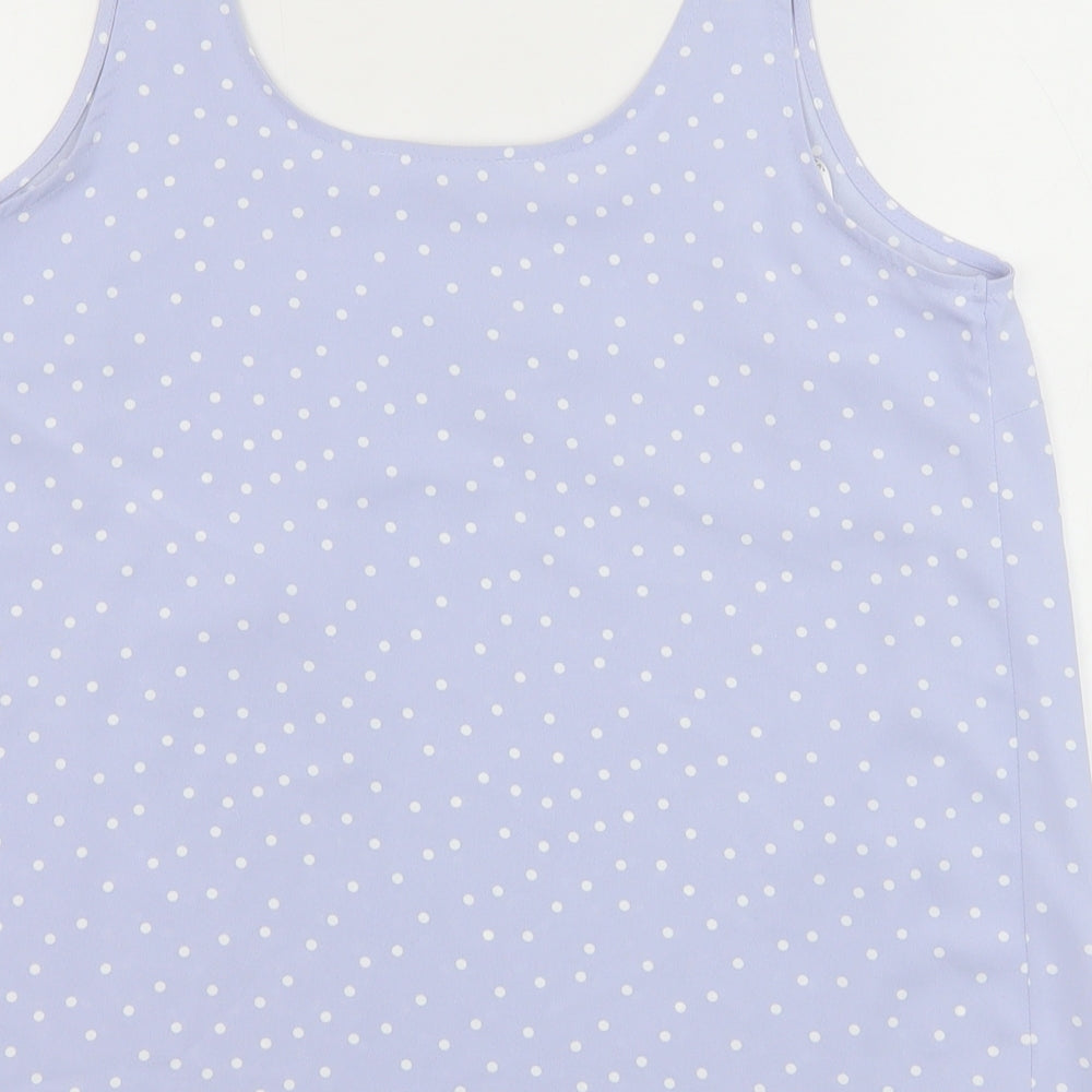 Primark Womens Blue Polka Dot Polyester Basic Tank Size 14 Square Neck