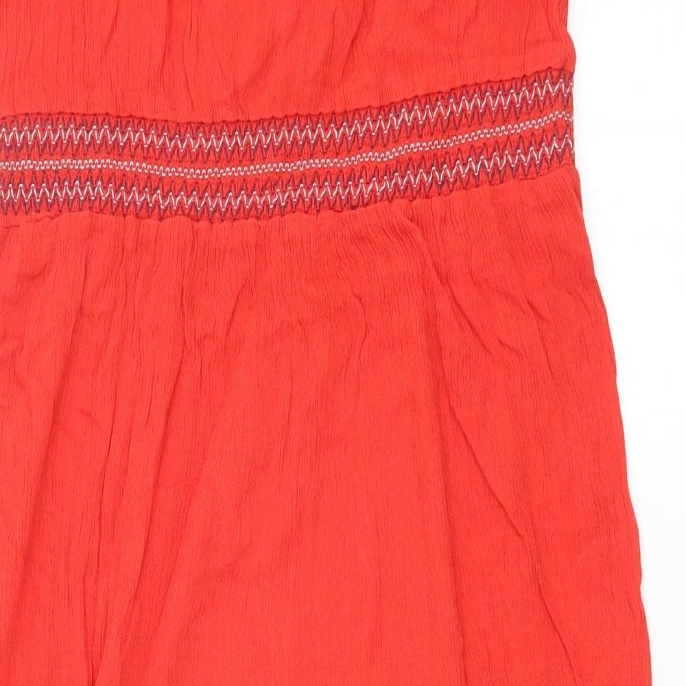 Marks and Spencer Womens Red Polyester A-Line Size 12 Square Neck Pullover