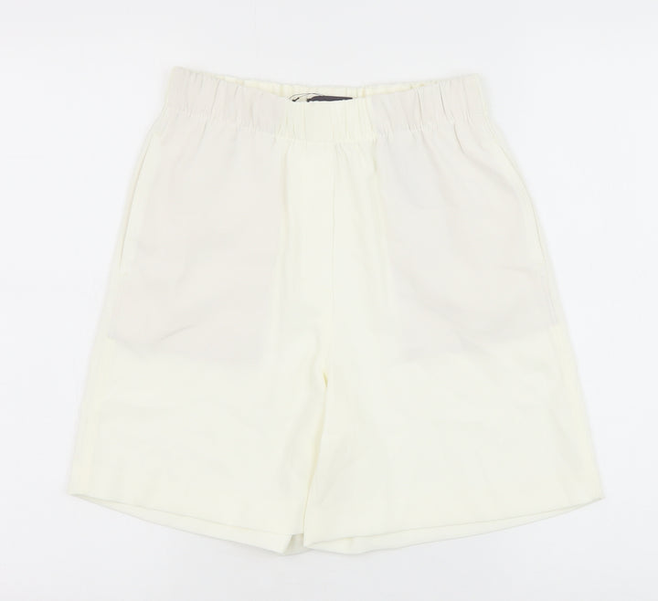Marks and Spencer Womens White Polyester Bermuda Shorts Size 6 Regular Pull On