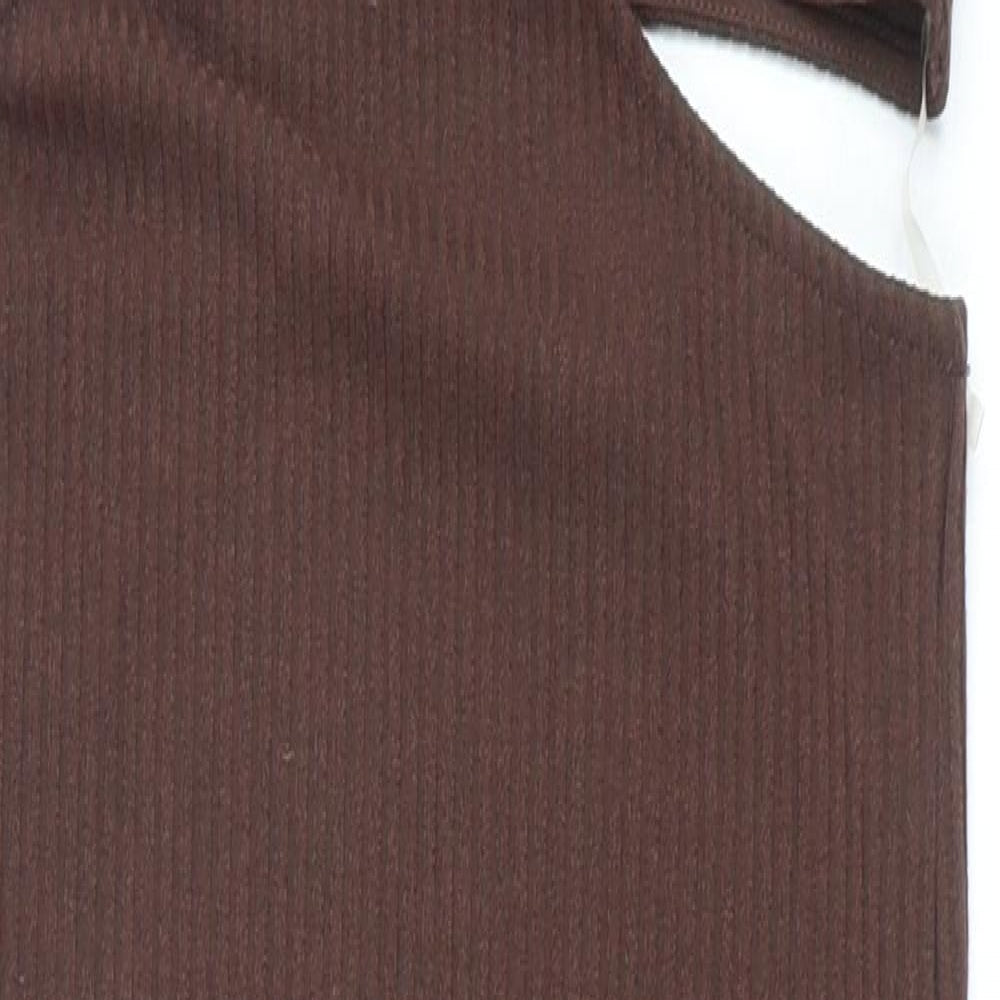H&M Womens Brown Polyester Bodycon Size M Halter Pullover