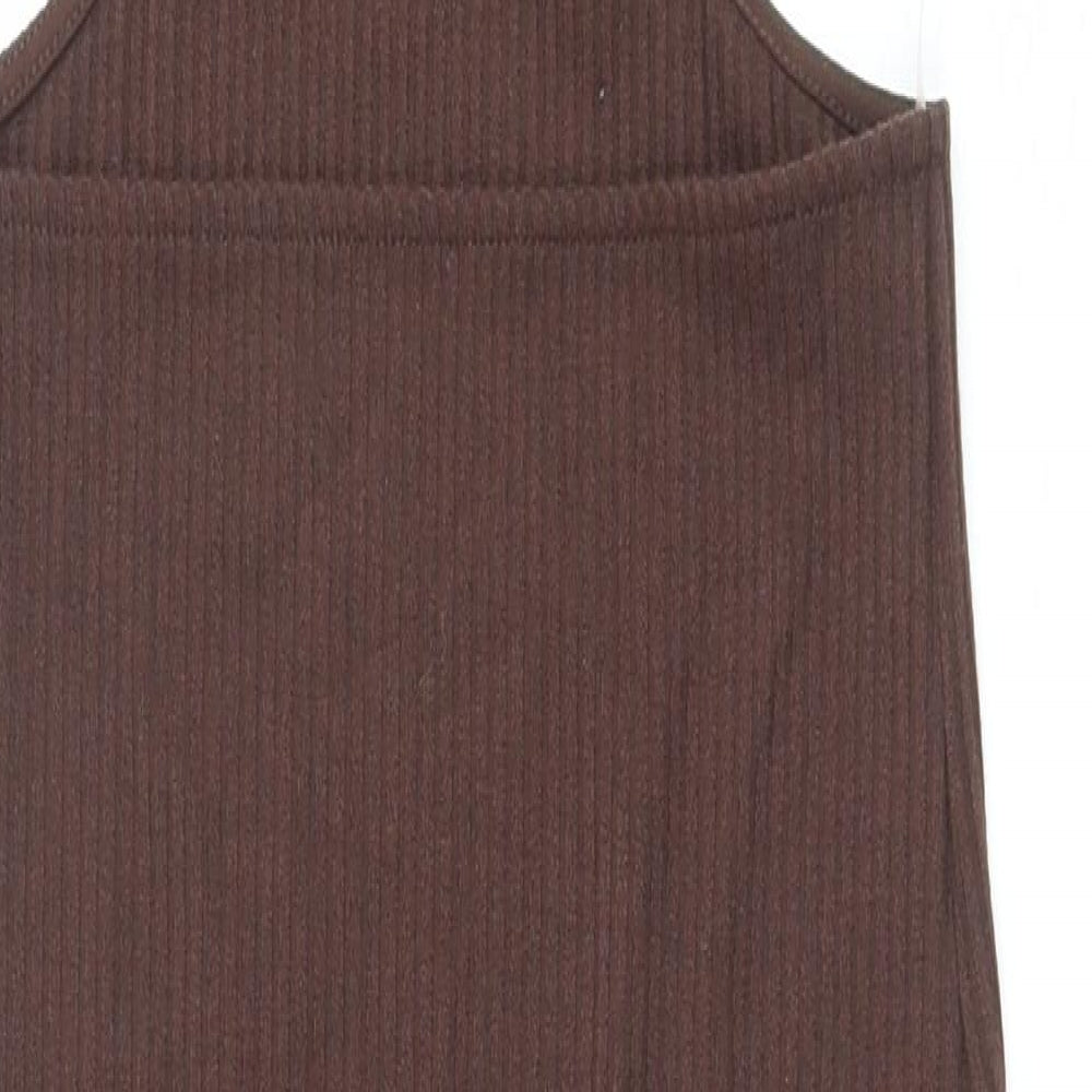 H&M Womens Brown Polyester Bodycon Size M Halter Pullover