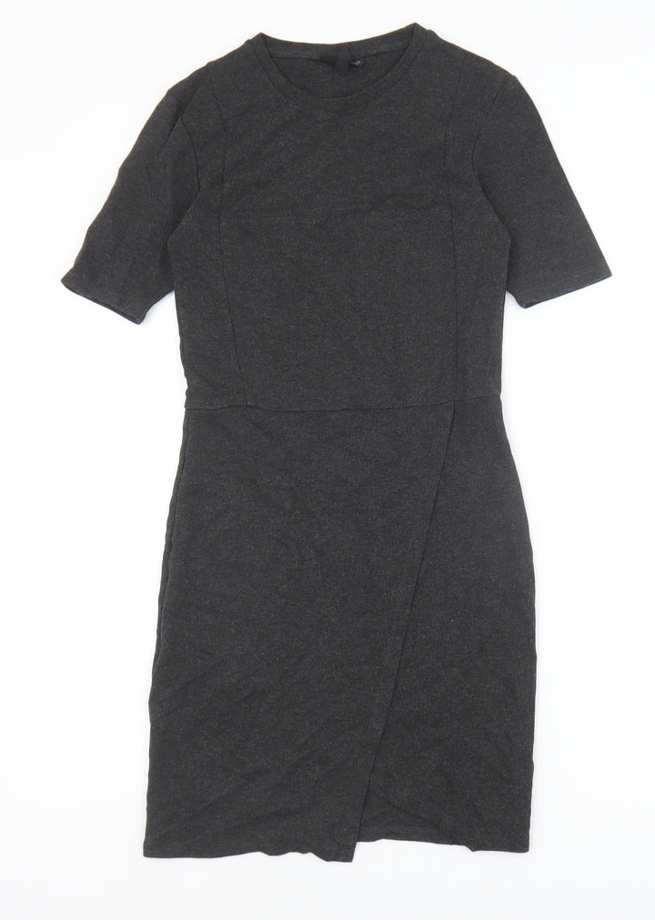 Topshop Womens Grey Viscose A-Line Size 10 Round Neck Pullover
