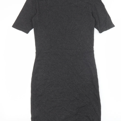 Topshop Womens Grey Viscose A-Line Size 10 Round Neck Pullover