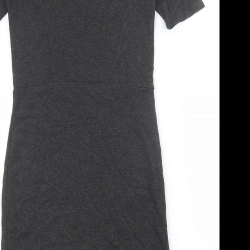 Topshop Womens Grey Viscose A-Line Size 10 Round Neck Pullover
