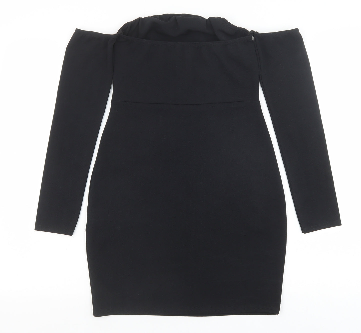 Boohoo Womens Black Floral Polyester Bodycon Size 12 Off the Shoulder Pullover