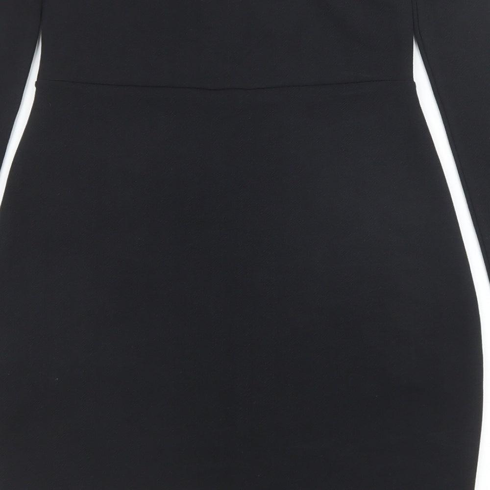 Boohoo Womens Black Floral Polyester Bodycon Size 12 Off the Shoulder Pullover